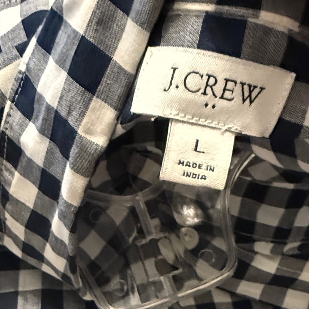 J. Crew Women's Blue and White Plaid Shirt - Picture 3 of 4